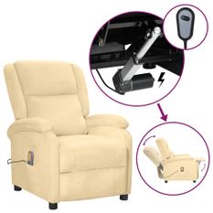 Fauteuil de massage inclinable électrique Crème Velours