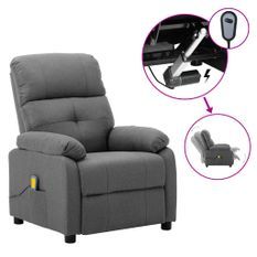 Fauteuil de massage inclinable électrique Gris clair Tissu 6