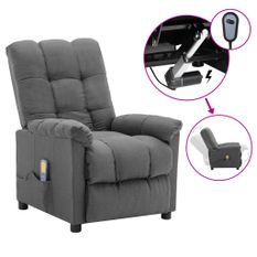 Fauteuil de massage inclinable électrique Gris clair Tissu 3