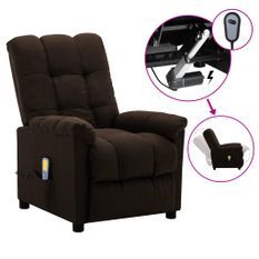 Fauteuil de massage inclinable électrique Marron foncé Tissu 3
