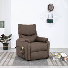 Fauteuil de massage inclinable électrique Marron Tissu 13