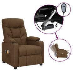 Fauteuil de massage inclinable électrique Marron Tissu 5