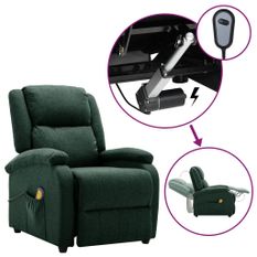 Fauteuil de massage inclinable électrique Vert foncé Tissu