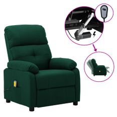 Fauteuil de massage inclinable électrique Vert foncé Tissu 10