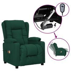 Fauteuil de massage inclinable électrique Vert foncé Tissu 2