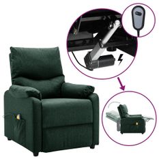 Fauteuil de massage inclinable électrique Vert foncé Tissu 8