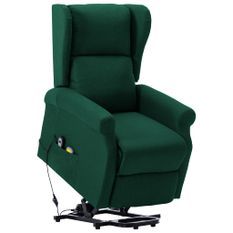 Fauteuil de massage inclinable Vert Tissu