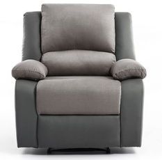 Fauteuil de relaxation manuel simili cuir gris et microfibre gris Confort
