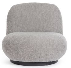 Fauteuil design pivotant tissu doux bouclé gris et pieds acier noir MAGGY