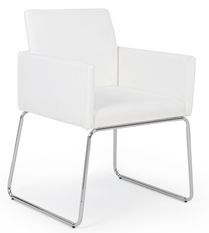 Fauteuil en acier et en simili cuir blanc Sixty - Lot de 2