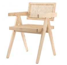 Fauteuil en bois de frêne et rotin LANDAS