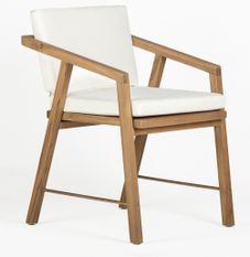 Fauteuil en bois de teck et tissu blanc KIRO