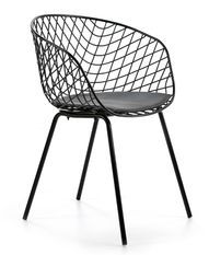 Fauteuil en métal et coussin simili cuir noir Ram