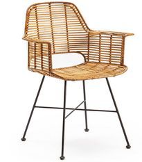 Fauteuil en osier naturel et pieds métal noir GALY – intérieur et extérieur