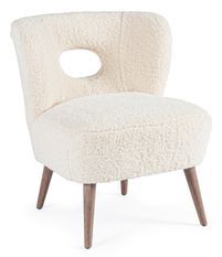 Fauteuil en polyester effet laine blanc Tina