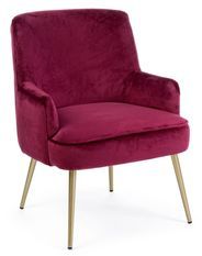 Fauteuil en polyester effet velours rose Natan