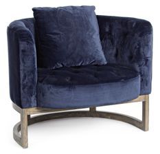 Fauteuil en polyester matelassé bleu Mila