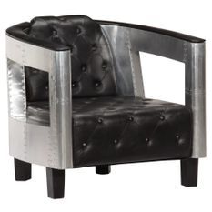 Fauteuil en style d'aviation Noir Cuir véritable