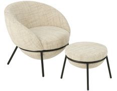 Fauteuil en tissu avec repose-pieds BOBBY – Confort et design moderne