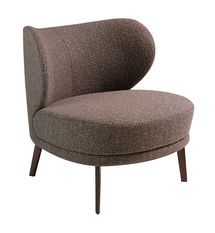 Fauteuil en tissu gaufré taupe et pieds en acier brun Jared