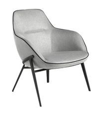 Fauteuil en tissu gris clair et pieds en acier noir Gaspard