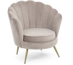 Fauteuil en velours et pieds métal doré Gala 80 cm