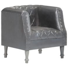 Fauteuil Gris Cuir véritable de chèvre