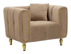 Fauteuil gris velours matelassé élégant Alma