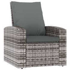 Fauteuil inclinable de jardin avec coussins gris résine tressée