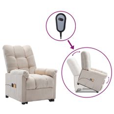 Fauteuil inclinable de massage Crème Tissu