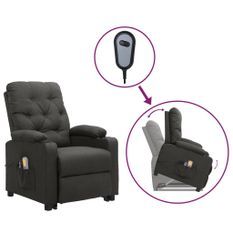 Fauteuil inclinable de massage électrique Gris foncé Tissu 2