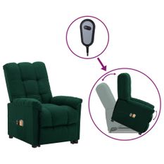 Fauteuil inclinable de massage Vert foncé Tissu