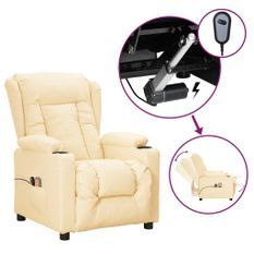 Fauteuil inclinable électrique de massage Crème Similicuir 2