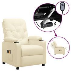 Fauteuil inclinable électrique de massage Crème Similicuir