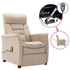 Fauteuil inclinable électrique de massage Crème Similicuir daim