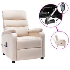 Fauteuil inclinable électrique de massage Crème Tissu 3