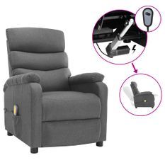 Fauteuil inclinable électrique de massage Gris clair Tissu 5