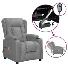 Fauteuil inclinable électrique de massage Gris Similicuir 3