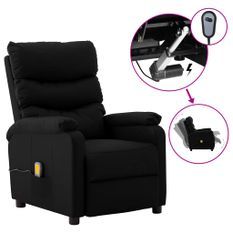 Fauteuil inclinable électrique de massage Noir Similicuir 4