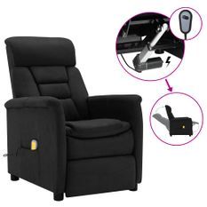 Fauteuil inclinable électrique de massage Noir Similicuir daim