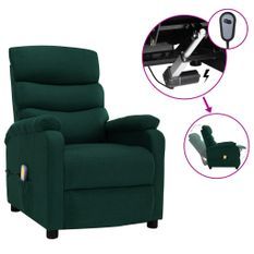 Fauteuil inclinable électrique de massage Vert foncé Tissu 3