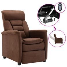 Fauteuil inclinable électrique Marron Similicuir daim 2