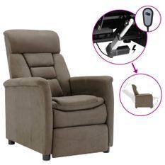 Fauteuil inclinable électrique Taupe Similicuir daim