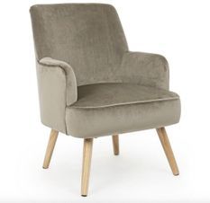 Fauteuil LAVINE – Effet velours et bois