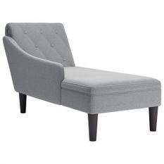 Fauteuil long avec coussin et accoudoir droit gris clair tissu