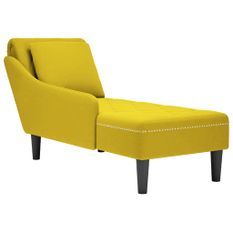 Fauteuil long avec coussin et accoudoir droit jaune velours