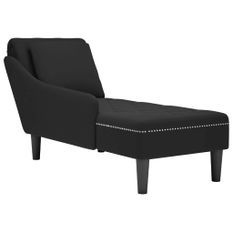 Fauteuil long avec coussin et accoudoir droit noir velours