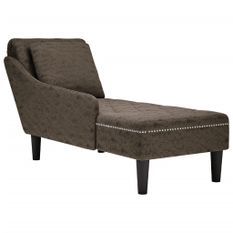 Fauteuil long et coussin/accoudoir droit gris foncé similicuir