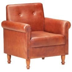 Fauteuil Marron Cuir véritable 13