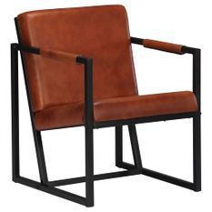 Fauteuil Marron Cuir véritable 9